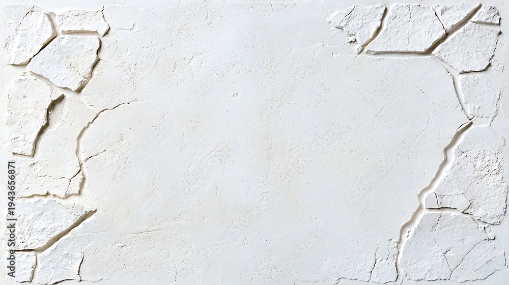Obraz premium Cracked White Wall Texture with Rough Edges and Details