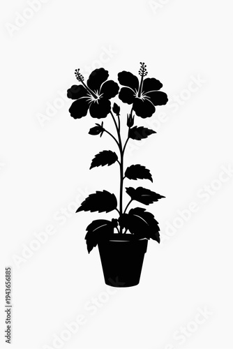 "Flowering Plant Silhouette Pot"