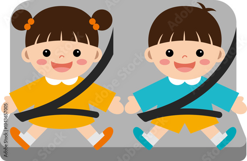 안전벨트를 한 어린이