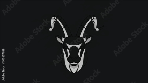 Stylized Goat Head Emblem with Majestic Horns.