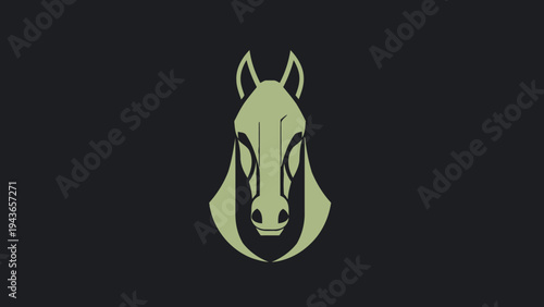 Stylized Horse Head Graphic Design with Dark Background.