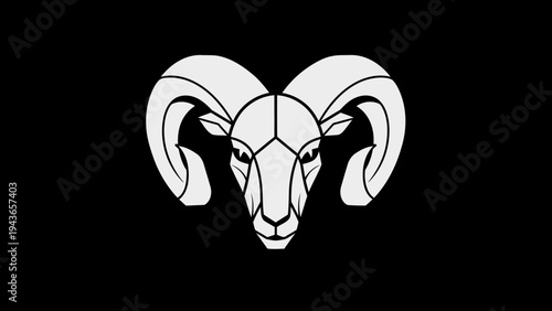 Stylized Ram Head Emblem with Majestic Curved Horns.