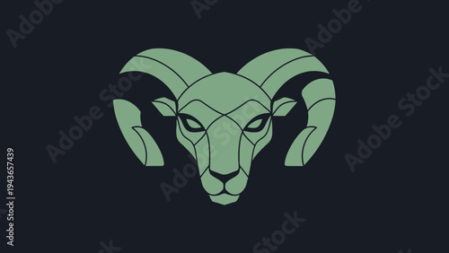 Stylized Ram Head Graphic Design with Geometric Features.