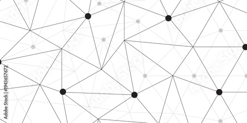 Abstract geometric background with connecting dots and lines with low poly triangle shapes. Polygonal Mesh Background Vector design digital technology concept Global network connection data structure.