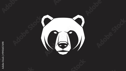 Stylized White Bear Head Emblem on Dark Background.