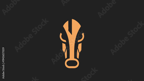 Stylized Golden Bull Head Logo Design.