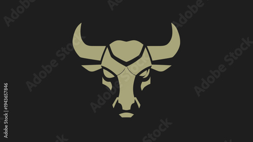 Stylized Golden Bull Head Emblem on Dark Background.
