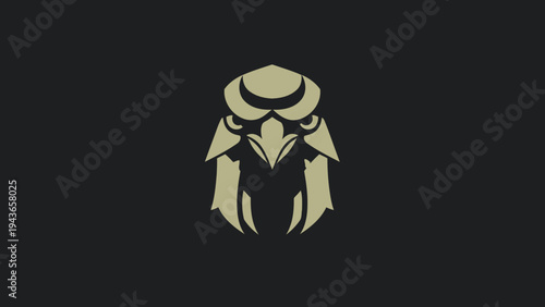 Stylized Golden Eagle Head Emblem on Dark Background.