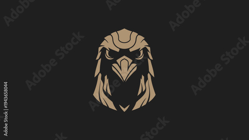 Stylized Golden Eagle Head Emblem with Sharp Features.
