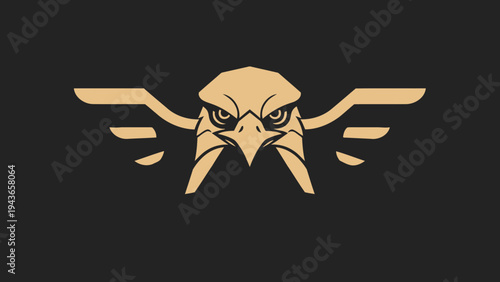 Stylized Golden Eagle Head with Wings Emblem.