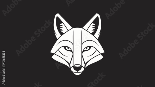 Stylized White Fox Head Illustration on Dark Background.