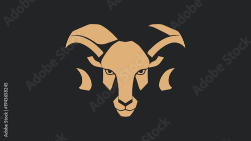 Stylized Golden Ram Head Emblem on Dark Background.