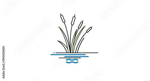 A simple line drawing of cattails.