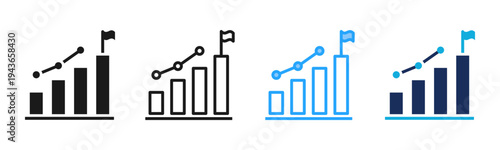 Progress Tracking icon set multiple style collection
