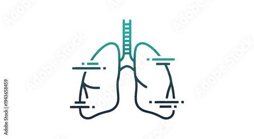 Stylized Lungs with Medical Data Indicators.