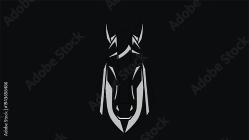 Stylized Horse Head Silhouette Graphic Design.