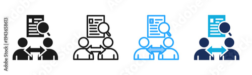 Peer Review icon set multiple style collection