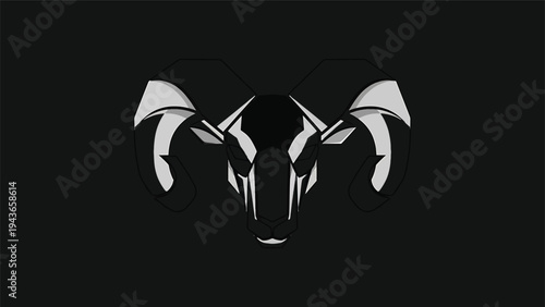 Stylized Ram Head Silhouette with Sharp Angles.