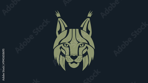 Stylized Lynx Head Emblem with Geometric Design.