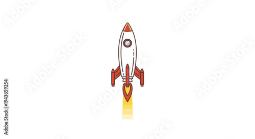 Vector illustration of a single rocket ship blasting off
