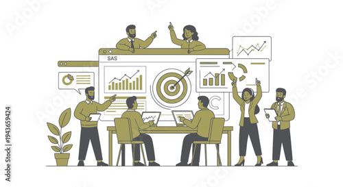 Wallpaper Mural Team collaborating on business strategy and data analysis for success. Torontodigital.ca