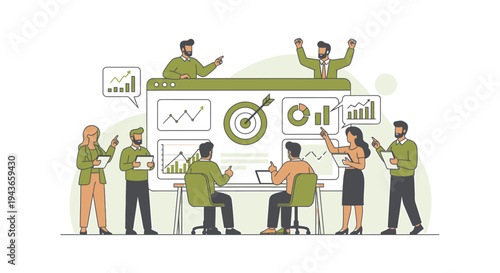 Wallpaper Mural Team collaborating on business strategy and data analysis for success. Torontodigital.ca