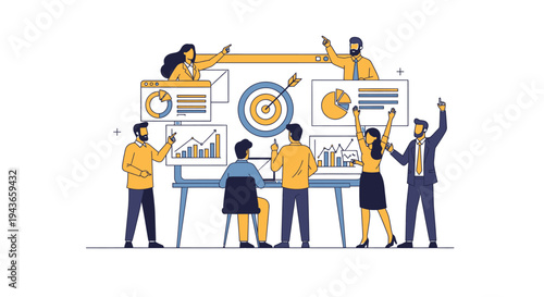 Wallpaper Mural Team collaborating on business strategy and data analysis presentation. Torontodigital.ca