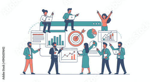 Wallpaper Mural Team of professionals collaborating on a business analytics project. Torontodigital.ca