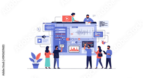 Team Collaborating on Digital Project Interface Design.