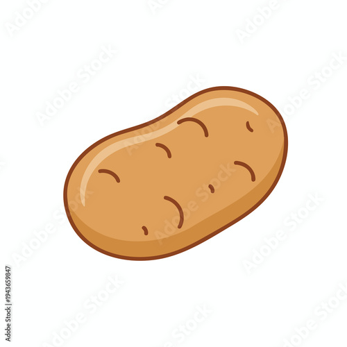 A simple brown potato with dark outline and subtle shadows