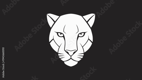Stylized White Panther Head Emblem on Black Background.