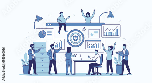 Wallpaper Mural Teamwork and Business Analytics Success Celebration. Torontodigital.ca