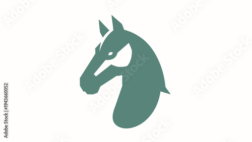 Stylized Green Horse Head Silhouette Emblem.