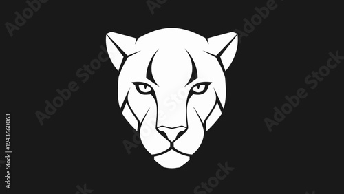 Stylized White Panther Head Emblem on Black Background.