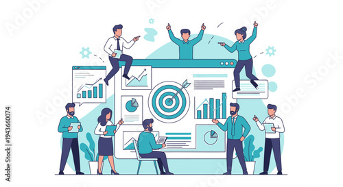 Wallpaper Mural Teamwork and Business Analytics Success with Data Visualization. Torontodigital.ca