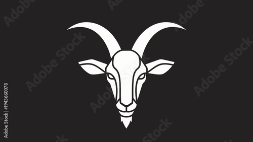 Stylized White Goat Head Emblem on Dark Background.