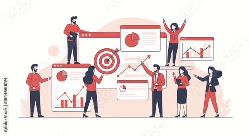 Wallpaper Mural Teamwork and Business Growth Strategy Illustration. Torontodigital.ca