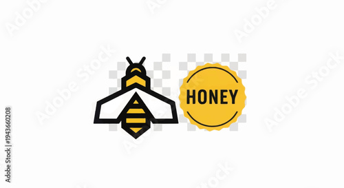 Bee Honey Logo Design Element Illustration.