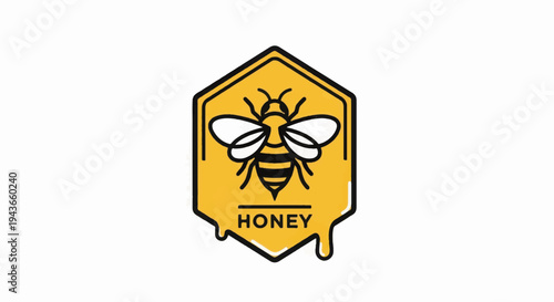 Bee Honey Logo Illustration Design Element.