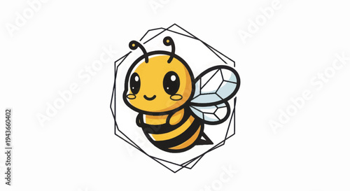 Cartoon Bee Illustration with Yellow and Black Stripes.