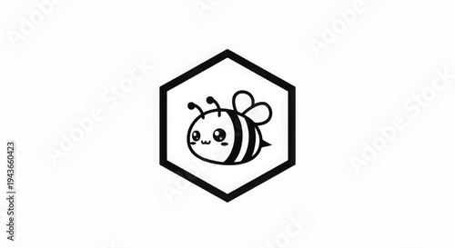 Simple Black and White Bee Logo Design.