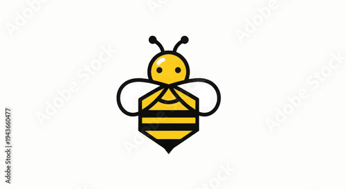 Simple Cartoon Yellow Bee Illustration Design.
