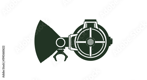 Stylized illustration of a futuristic weapon scope.