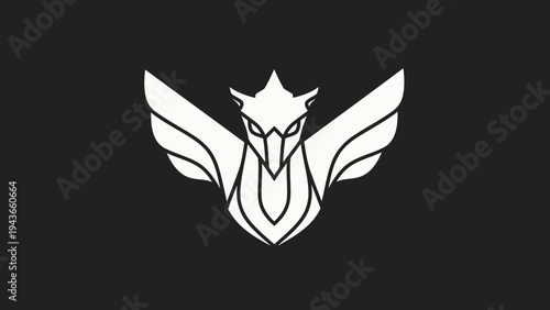 Stylized White Griffin Emblem on Dark Background.