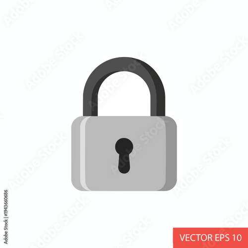 Gray padlock with a dark keyhole symbol on a white background