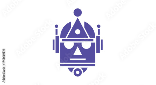 Stylized Robot Head Icon with Geometric Design.