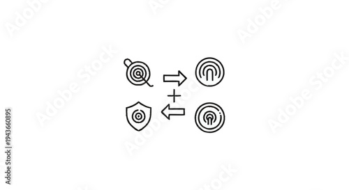 Target and Fingerprint Icons Representing Security and Authentication.