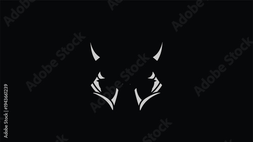 Stylized Silhouette of a Fierce Wolf Head with Glowing Eyes.