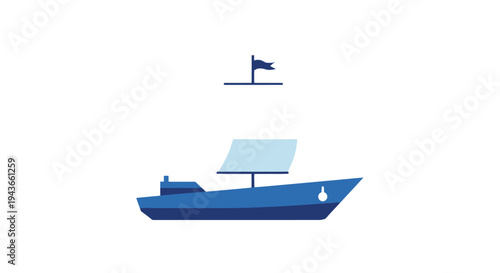 Vector boat icon with flag