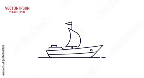 Vector illustration of a sailboat, single line drawing